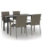vidaXL 5-tlg. Garten-Essgruppe mit Kissen Schwarz und Grau Poly Rattan vidaXL 5-tlg. Garten-Essgruppe mit Kissen Schwarz und Grau Poly Rattan