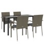 vidaXL 5-tlg. Garten-Essgruppe mit Kissen Schwarz und Grau Poly Rattan vidaXL 5-tlg. Garten-Essgruppe mit Kissen Schwarz und Grau Poly Rattan