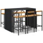 vidaXL 7-tlg. Gartenbar-Set Schwarz Poly Rattan & Massivholz Akazie vidaXL 7-tlg. Gartenbar-Set Schwarz Poly Rattan & Massivholz Akazie