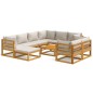 vidaXL 10-tlg. Garten-Lounge-Set mit Hellgrauen Kissen Massivholz vidaXL 10-tlg. Garten-Lounge-Set mit Hellgrauen Kissen Massivholz