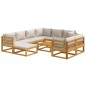 vidaXL 10-tlg. Garten-Lounge-Set mit Hellgrauen Kissen Massivholz vidaXL 10-tlg. Garten-Lounge-Set mit Hellgrauen Kissen Massivholz