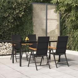 vidaXL 5-tlg. Garten-Essgruppe Schwarz und Braun Poly Rattan
