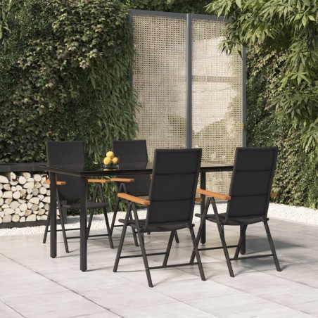 vidaXL 5-tlg. Garten-Essgruppe Schwarz und Braun Poly Rattan