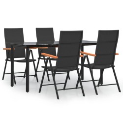 vidaXL 5-tlg. Garten-Essgruppe Schwarz und Braun Poly Rattan