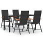 vidaXL 5-tlg. Garten-Essgruppe Schwarz und Braun Poly Rattan