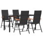 vidaXL 5-tlg. Garten-Essgruppe Schwarz und Braun Poly Rattan