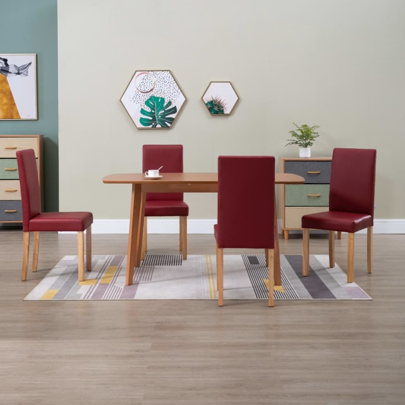 Esszimmerstühle 4 Stk. Rot Kunstleder Esszimmerstühle 4 Stk. Rot Kunstleder