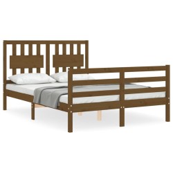 vidaXL Massivholzbett mit Kopfteil Honigbraun 120x200 cm