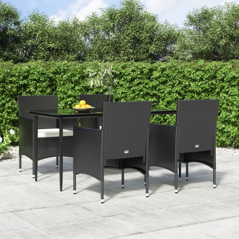vidaXL 5-tlg. Garten-Essgruppe mit Kissen Schwarz vidaXL 5-tlg. Garten-Essgruppe mit Kissen Schwarz