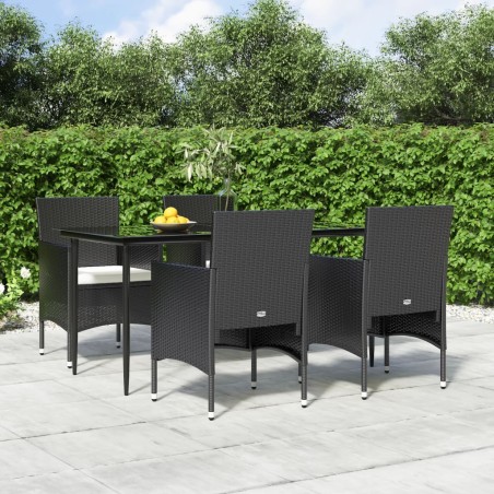 vidaXL 5-tlg. Garten-Essgruppe mit Kissen Schwarz