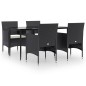 vidaXL 5-tlg. Garten-Essgruppe mit Kissen Schwarz vidaXL 5-tlg. Garten-Essgruppe mit Kissen Schwarz