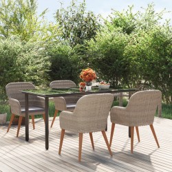 vidaXL 5-tlg. Garten-Essgruppe mit Kissen Braun