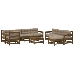 vidaXL 10-tlg. Garten-Lounge-Set mit Kissen Honigbraun Massivholz