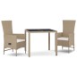 vidaXL 3-tlg. Garten-Essgruppe mit Kissen Beige Poly Rattan vidaXL 3-tlg. Garten-Essgruppe mit Kissen Beige Poly Rattan