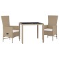 vidaXL 3-tlg. Garten-Essgruppe mit Kissen Beige Poly Rattan vidaXL 3-tlg. Garten-Essgruppe mit Kissen Beige Poly Rattan