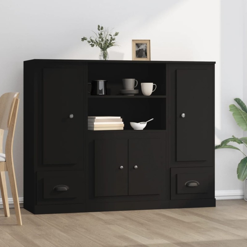 vidaXL Highboards 3 Stk. Schwarz Holzwerkstoff vidaXL Highboards 3 Stk. Schwarz Holzwerkstoff