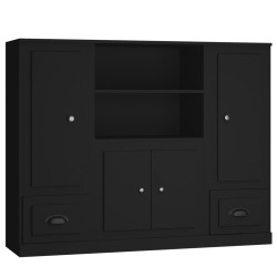 vidaXL Highboards 3 Stk. Schwarz Holzwerkstoff