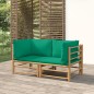 vidaXL Garten-Ecksofas mit Grünen Kissen 2 Stk. Bambus vidaXL Garten-Ecksofas mit Grünen Kissen 2 Stk. Bambus