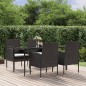 vidaXL 5-tlg. Garten-Essgruppe mit Kissen Schwarz Poly Rattan vidaXL 5-tlg. Garten-Essgruppe mit Kissen Schwarz Poly Rattan