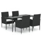 vidaXL 5-tlg. Garten-Essgruppe mit Kissen Schwarz Poly Rattan vidaXL 5-tlg. Garten-Essgruppe mit Kissen Schwarz Poly Rattan