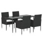 vidaXL 5-tlg. Garten-Essgruppe mit Kissen Schwarz Poly Rattan vidaXL 5-tlg. Garten-Essgruppe mit Kissen Schwarz Poly Rattan
