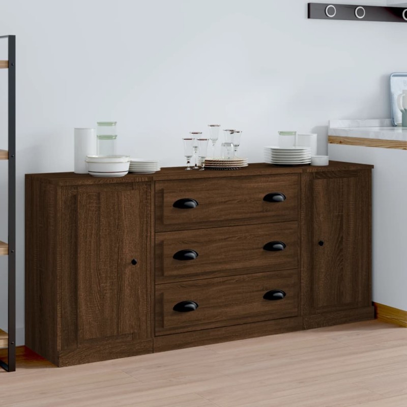 vidaXL Sideboards 3 Stk. Braun Eichen-Optik Holzwerkstoff vidaXL Sideboards 3 Stk. Braun Eichen-Optik Holzwerkstoff