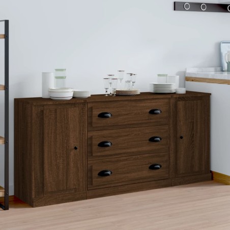 vidaXL Sideboards 3 Stk. Braun Eichen-Optik Holzwerkstoff