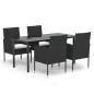 vidaXL 5-tlg. Garten-Essgruppe mit Kissen Schwarz Poly Rattan vidaXL 5-tlg. Garten-Essgruppe mit Kissen Schwarz Poly Rattan