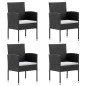 vidaXL 5-tlg. Garten-Essgruppe mit Kissen Schwarz Poly Rattan vidaXL 5-tlg. Garten-Essgruppe mit Kissen Schwarz Poly Rattan