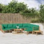 vidaXL 12-tlg. Garten-Lounge-Set mit Grünen Kissen Bambus vidaXL 12-tlg. Garten-Lounge-Set mit Grünen Kissen Bambus