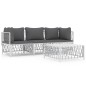 vidaXL 4-tlg. Garten-Lounge-Set mit Kissen Weiß Stahl vidaXL 4-tlg. Garten-Lounge-Set mit Kissen Weiß Stahl