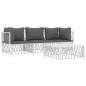 vidaXL 4-tlg. Garten-Lounge-Set mit Kissen Weiß Stahl vidaXL 4-tlg. Garten-Lounge-Set mit Kissen Weiß Stahl