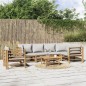 vidaXL 7-tlg. Garten-Lounge-Set mit Hellgrauen Kissen Bambus vidaXL 7-tlg. Garten-Lounge-Set mit Hellgrauen Kissen Bambus