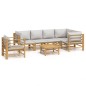 vidaXL 7-tlg. Garten-Lounge-Set mit Hellgrauen Kissen Bambus vidaXL 7-tlg. Garten-Lounge-Set mit Hellgrauen Kissen Bambus