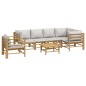vidaXL 7-tlg. Garten-Lounge-Set mit Hellgrauen Kissen Bambus vidaXL 7-tlg. Garten-Lounge-Set mit Hellgrauen Kissen Bambus