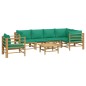 vidaXL 7-tlg. Garten-Lounge-Set mit Grünen Kissen Bambus vidaXL 7-tlg. Garten-Lounge-Set mit Grünen Kissen Bambus