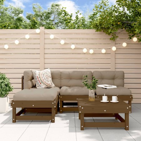vidaXL 5-tlg. Garten-Lounge-Set mit Kissen Honigbraun Massivholz