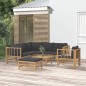 vidaXL 8-tlg. Garten-Lounge-Set mit Dunkelgrauen Kissen Bambus vidaXL 8-tlg. Garten-Lounge-Set mit Dunkelgrauen Kissen Bambus