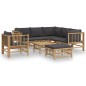 vidaXL 8-tlg. Garten-Lounge-Set mit Dunkelgrauen Kissen Bambus vidaXL 8-tlg. Garten-Lounge-Set mit Dunkelgrauen Kissen Bambus