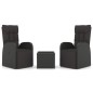 vidaXL 3-tlg. Garten-Lounge-Set Schwarz Poly Rattan & Stahl vidaXL 3-tlg. Garten-Lounge-Set Schwarz Poly Rattan & Stahl