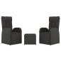 vidaXL 3-tlg. Garten-Lounge-Set Schwarz Poly Rattan & Stahl vidaXL 3-tlg. Garten-Lounge-Set Schwarz Poly Rattan & Stahl