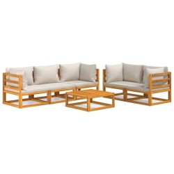 vidaXL 6-tlg. Garten-Lounge-Set mit Hellgrauen Kissen Massivholz