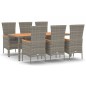 vidaXL 7-tlg. Garten-Essgruppe mit Kissen Grau Poly Rattan vidaXL 7-tlg. Garten-Essgruppe mit Kissen Grau Poly Rattan