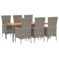 vidaXL 7-tlg. Garten-Essgruppe mit Kissen Grau Poly Rattan vidaXL 7-tlg. Garten-Essgruppe mit Kissen Grau Poly Rattan