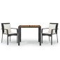 vidaXL 3-tlg. Garten-Essgruppe mit Kissen Schwarz Poly Rattan vidaXL 3-tlg. Garten-Essgruppe mit Kissen Schwarz Poly Rattan