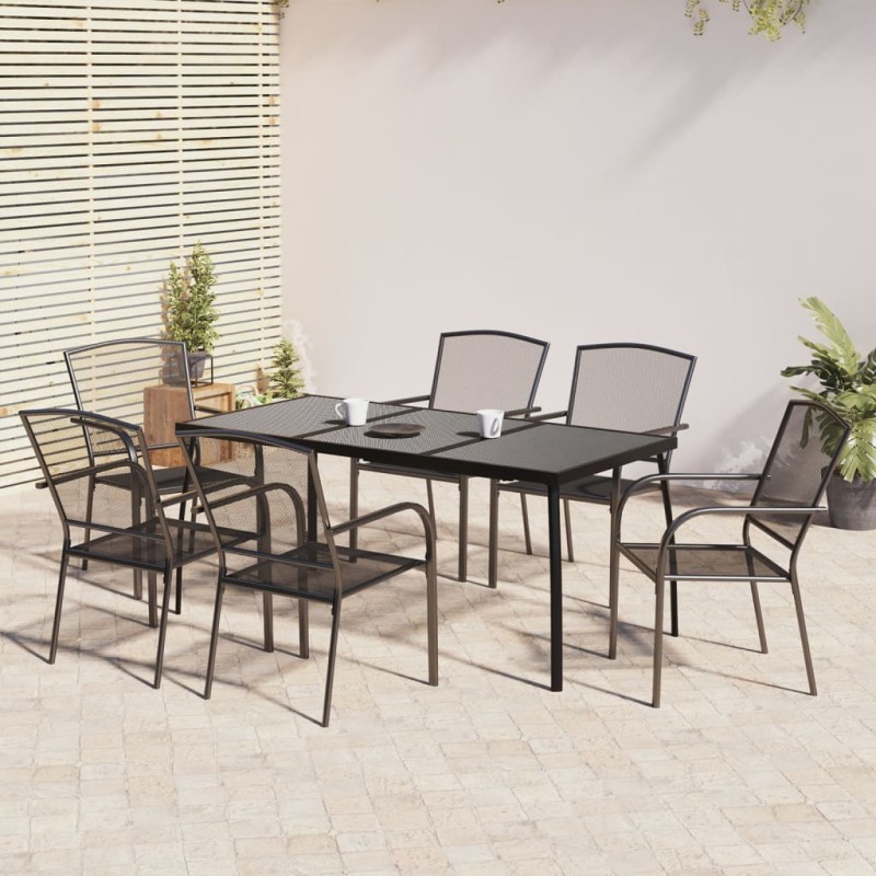 vidaXL 7-tlg. Garten-Essgruppe Anthrazit Stahl vidaXL 7-tlg. Garten-Essgruppe Anthrazit Stahl