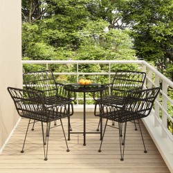 vidaXL 5-tlg. Garten-Essgruppe Schwarz Poly Rattan
