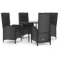 vidaXL 5-tlg. Garten-Essgruppe mit Kissen Schwarz Poly Rattan vidaXL 5-tlg. Garten-Essgruppe mit Kissen Schwarz Poly Rattan
