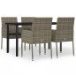 vidaXL 5-tlg. Garten-Essgruppe mit Kissen Schwarz und Grau Poly Rattan