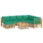 vidaXL 8-tlg. Garten-Lounge-Set mit Grünen Kissen Bambus vidaXL 8-tlg. Garten-Lounge-Set mit Grünen Kissen Bambus
